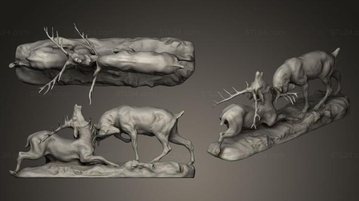 Статуэтки животных (Сражающийся с Дождевым Оленем, STKJ_0275) 3D модель для ЧПУ станка